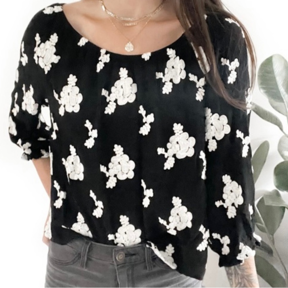 ERI + ALI (Anthropologie) Embroidered Blouse, Size M